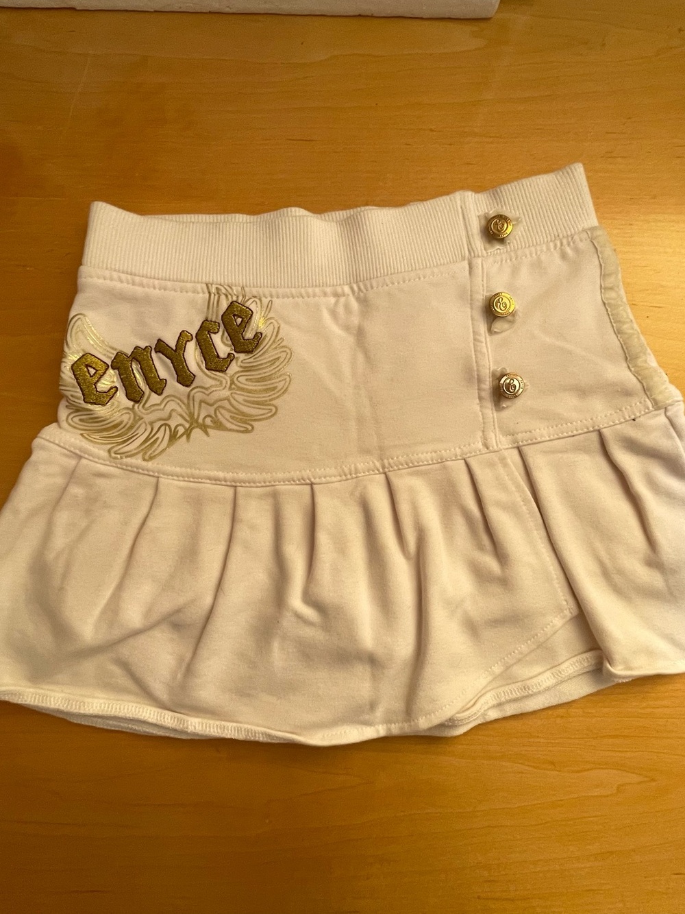 Enyce White Mini Skirt with Gold Embroidery